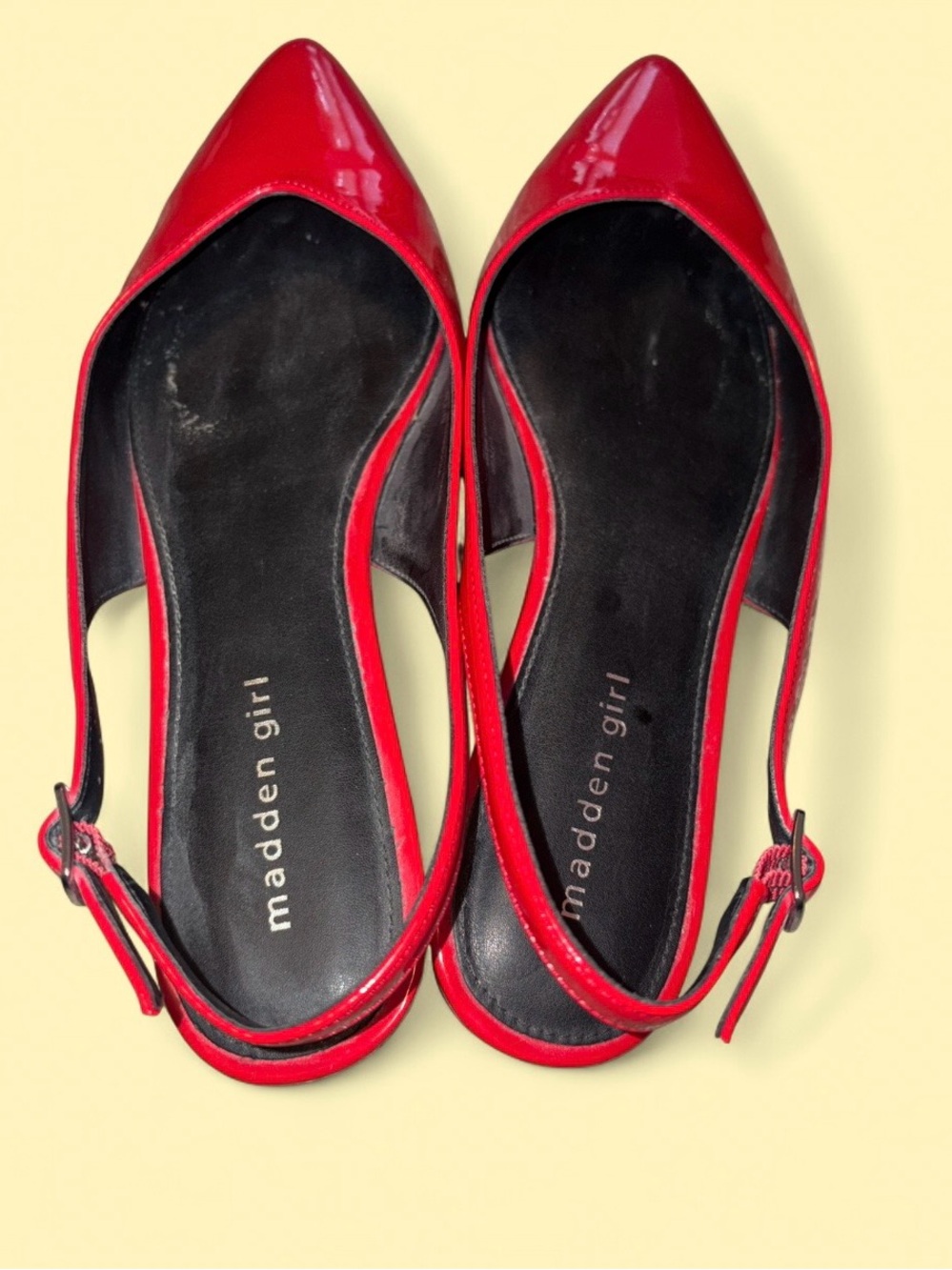 Madden Girl Cherry Red Patent Pointed Toe Slingback Flats • Size 8 ✨❤️ - Picture 4 of 6